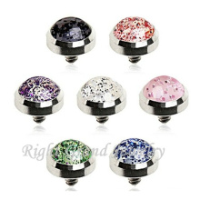 316L Surgical Stainless Steel Glitter Body Piercing Dermal Anchor Top